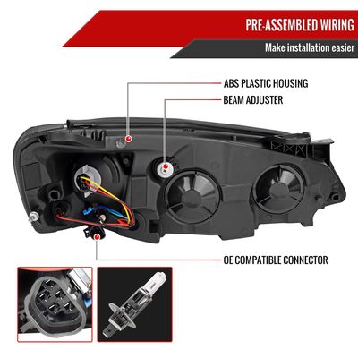 2005-2010 Pontiac G6 Projector Factory Headlight LED Bar Turn Signal Black