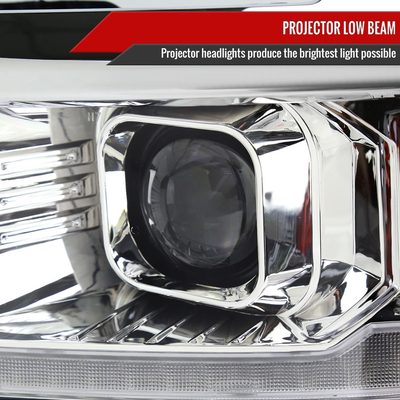 2014-2015 Chevy Silverado 1500 Sequential LED Bar Projector Headlights Chrome