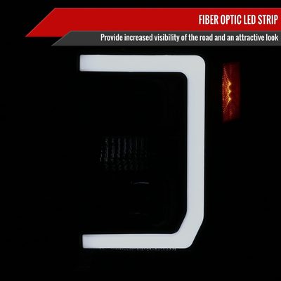 2008-2010 Ford F-250 F-350 F-450 LED C-Bar Projector Headlight Black/Smoke