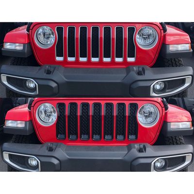 2018-2023 Jeep Wrangler JL Grille Overlay Gloss Black 7Pcs ABS Plastic