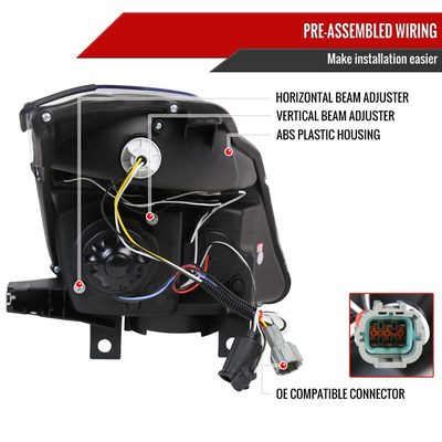 2003-2005 Nissan 350Z Dual Halo Projector Headlights Matte Black/Clear Lens