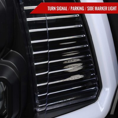 For Dodge RAM 1500 2009-18 / RAM Classic 2019 / 2500 3500 2010-18 LED Bar Turn Signal Projector Headlights Matte Black Housing Clear Lens