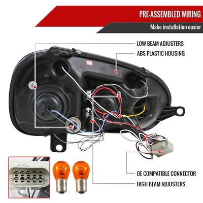 2006-2008 VW Golf Rabbit/ 2006-2010 Jetta Dual Halo Projector Headlights Smoke