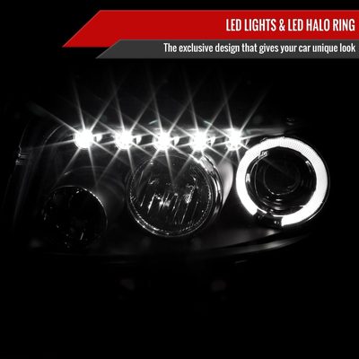 2008-2010 Scion xB Single Halo Projector Headlights Matte Black/Clear Lens