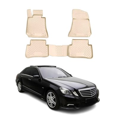 2010-2016 Mercedes E Class W212 Sedan Floor Mats Liners Full Set All Weather Beige