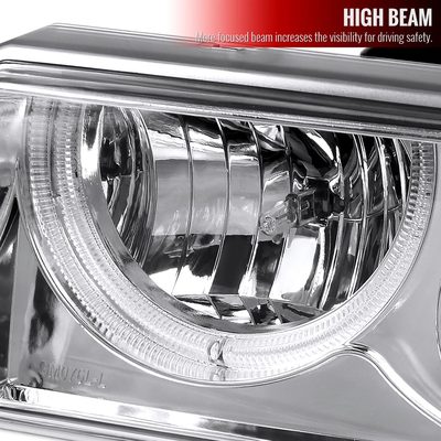 1998-2004 Chevy S10 Dual Halo Projector Headlights Chrome Housing/Clear Lens