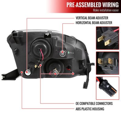 1997-2001 Honda Prelude Projector Headlights SMD LED Light Strip Matt Black