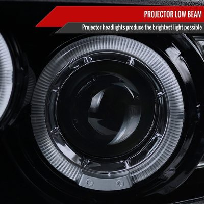 2010-2014 Ford Mustang Dual Halo Projector Headlights Glossy Black/Smoke Lens