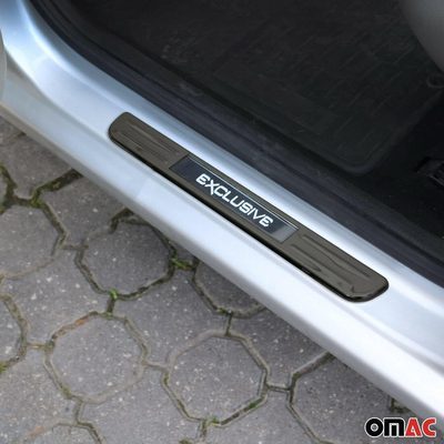 2018-2024 VW Tiguan Door Sill Scuff Plate Illuminated Stainless Steel Dark 4 Pcs