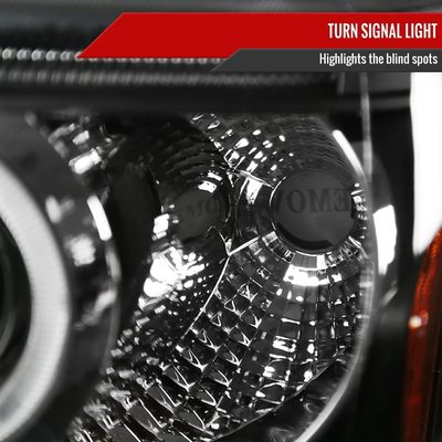 1999-2004 Jeep Grand Cherokee Dual Halo Projector Headlights Matte Black/Clear