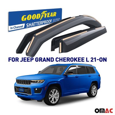 Goodyear Wind Deflectors for Jeep Grand Cherokee L 2021-2025 In-channel Smoke 4x