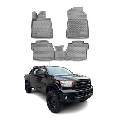 2007-2013 Toyota Tundra Double Cab Floor Mats Liners Full Set All Weather Gray