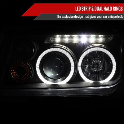 1999-2005 VW Jetta/Bora Mk4 Dual Halo Projector Headlights LED Light Black