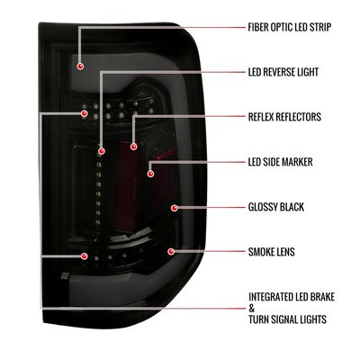 2019-2024 Dodge RAM 1500 White LED Bar Tail Lights Glossy Black/Smoke Lens