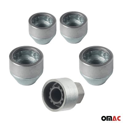 Wheel Lock Kit for Ford Transit M14X1,5 Nut Galvanized Silver 4Locks & 1Key