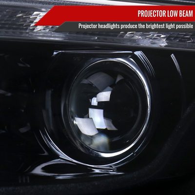 2010-2012 Ford Fusion Projector Headlights LED Light Strip Glossy Black/Smoke