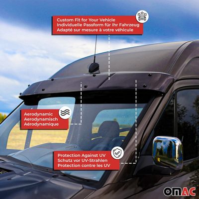 2014-2022 RAM ProMaster Windshield Sun Visor & Bug Shield Hood Deflector Kit 2Pcs Smoke