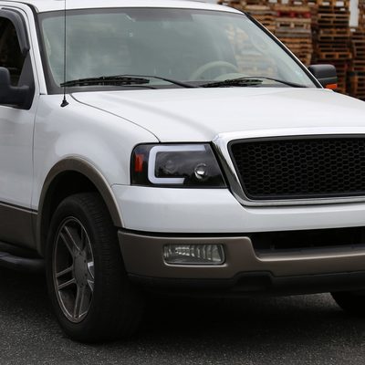 2004-2008 Ford F-150/Lincoln Mark LT LED CBar Projector Headlights Black