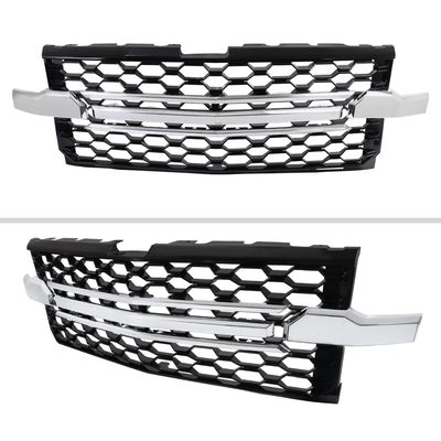 2019-2022 Chevy Silverado 1500 WT Glossy Honeycomb Hood Grille Chrome Trim
