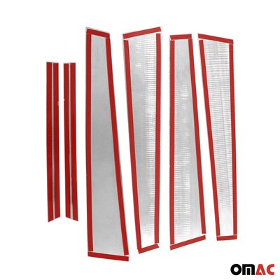 2007-2013 Mercedes S Class W221 Window B Pillar Posts Trim Stainless Steel Dark 6x