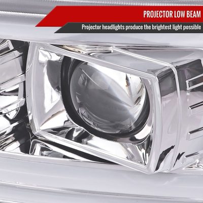 2000-2006 GMC Sierra/Denali/Yukon LED Strip Projector Headlights Chrome/Clear