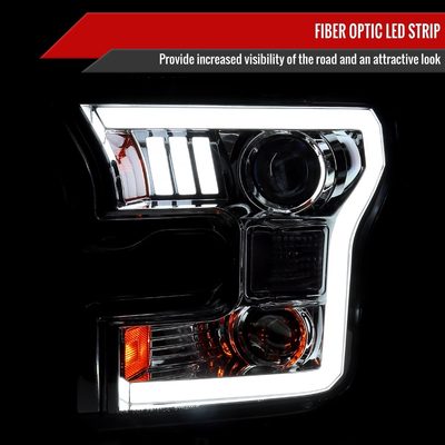 2015-2017 Ford F-150 LED Bar Projector Headlights - RS Chrome/Clear Lens