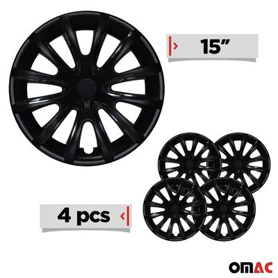 15" Wheel Covers Hubcaps for Toyota Camry Black Matt Matte