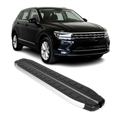 2018-2024 Volkswagen Tiguan Running Boards Side Steps Silver & Black