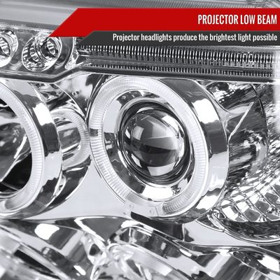 1999-2004 Jeep Grand Cherokee Dual Halo Projector Headlights Chrome/Clear Lens