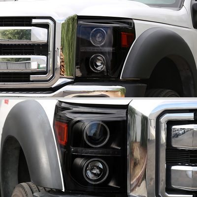 2011-2016 F-250 F-350 F-450 F-550 Dual Halo Headlights LED Signal Lights Smoke