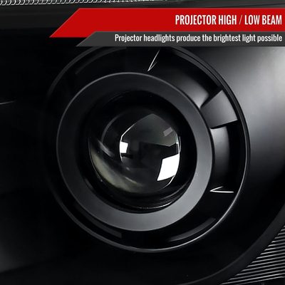 2009-2014 Ford F-150 Projector Headlights w/ LED Light Strip Matte Black/Clear