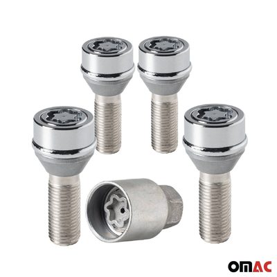 Wheel Lock Kit for Land Rover Range Rover Sport M14X1,5 Silver 4Locks & 1Key