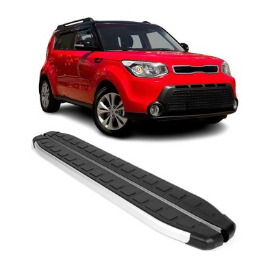 2014-2019 Kia Soul Running Boards Side Steps Silver & Black