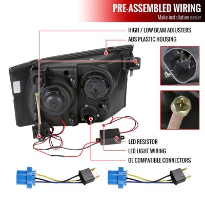 1999-2004 Ford F-250/350/450/550/Excursion Projector Headlights SMD LED Black