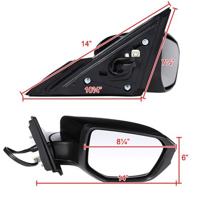 2016-2018 Honda Civic Glossy Black 3-Pin Adjustable Side Mirror Passenger Side