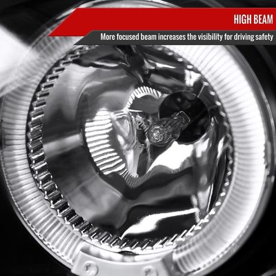 1998-2002 Chevy Camaro Dual Halo Projector Headlights Matte Black/Clear Lens