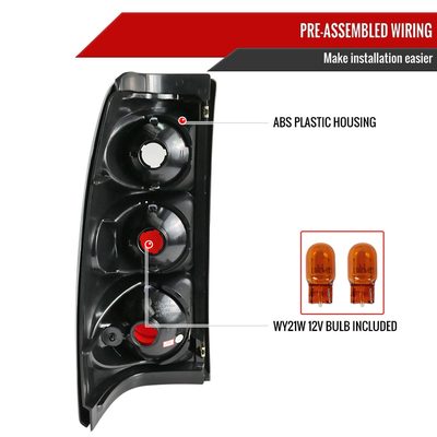 1999-2002 Chevy Silverado/ 1999-2006 GMC Sierra Tail Lights Glossy Black/Smoke