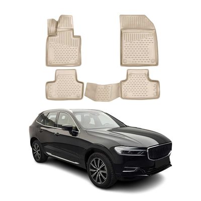 2018-2026 Volvo XC60 Floor Mats Liners Full Set All Weather Beige