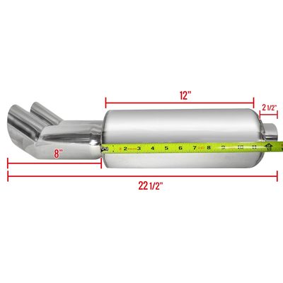 Universal DTM Style 2.5" Inlet/3" Outlet S.Steel Exhaust Muffler w/ Dual Tips