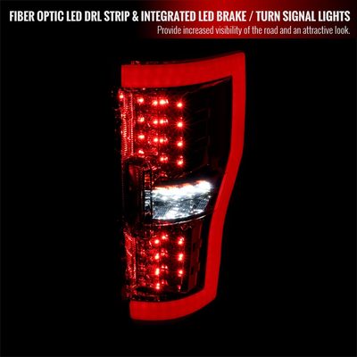 2017-2019 Ford F-250/350/450/550 Super Duty LED Bar Tail Lights Chrome/Red