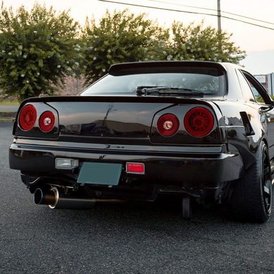 1999-2002 Nissan Skyline GT R34 JDM Red LED Tail Lights Chrome/Red Lens