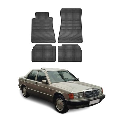 1984-1993 Mercedes C Class W201 190E Floor Mats Liners Full Set All Weather Rubber Black