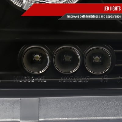 2005-2007 Dodge Dakota Dual Halo Projector Headlights Matte Black/Clear Lens
