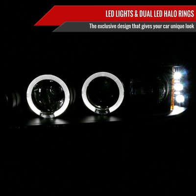 1994-1997 Honda Accord Dual Halo Projector Headlights Matte Black/Clear Lens