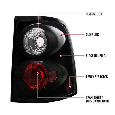 2002-2005 Ford Explorer Tail Lights Matte Black Housing/Clear Lens