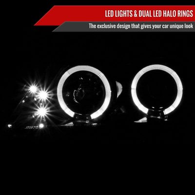 2005-2010 Scion tC Dual Halo Projector Headlights Jet Black/Clear Lens