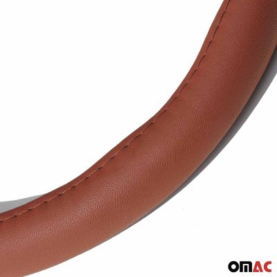 14.5-15.5’’ Steering Wheel Cover Premium Brown PU Leather Anti-slip Breathable