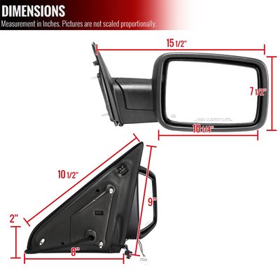 2009-2012 Dodge RAM Black Heated Side Mirror Turn & Puddle Light Passenger