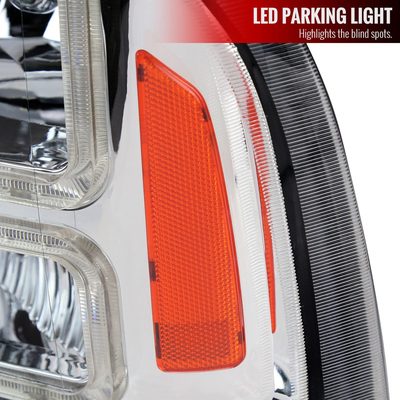 2005-2007 Ford F250/350/450 SuperDuty Dual LED C-Bar Factory Headlights Chrome