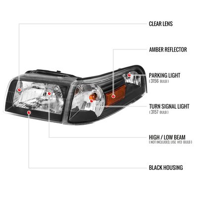 2006-2011 Mercury Grand Marquis Factory Headlights&Corner Lamps Headlights